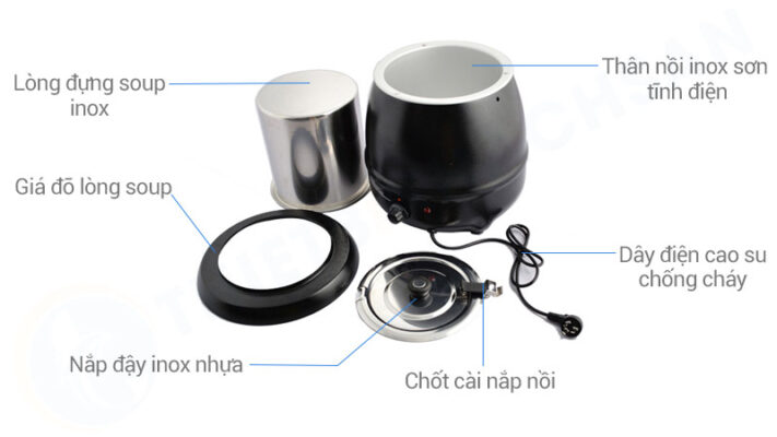 Nồi hâm soup buffet bằng điện 10 lít 6 NS2216 mota noi ham soup buffet dien 10 lit inox son tinh dien