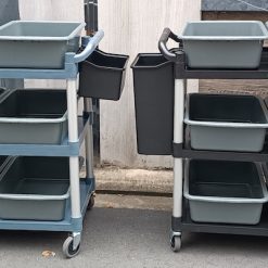 Học bỏ rác xe đẩy thu dọn đa năng 3 tầng