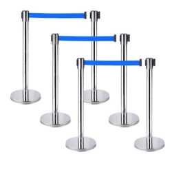 Cột phân cách inox dây xanh dương 2m 3 Cột chắn inox dây căng 2m