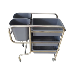 Xe đẩy thu dọn bát đĩa chén bát thức ăn nhà hàng 6 Xe đẩy thu dọn bát đĩa thức ăn thừa L022 Kích thước: 1040*460*910mm