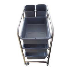 Xe đẩy thu dọn bát đĩa chén bát thức ăn nhà hàng 3 Xe đẩy thu dọn thức ăn D-017