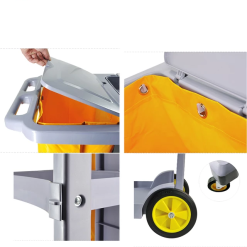 Xe dọn vệ sinh 3 tầng nhựa màu xám