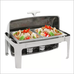Nồi buffet chữ nhật nắp dính inox 2 Nồi hâm buffet chữ nhật 2 ngăn nắp inox