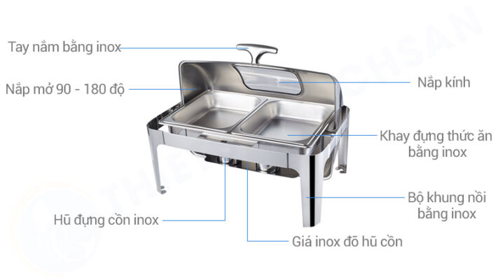 Nồi hâm buffet chữ nhật 2 ngăn nắp kính 5 noi ham buffet chu nhat nap kieng 2 ngan mo 180 do thinhphat