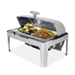 Nồi hâm buffet chữ nhật 2 ngăn nắp inox