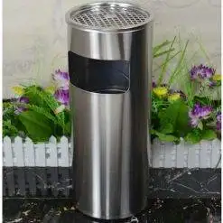 Thùng dựng rác innox nắp gạt tàn thuốc