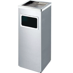 Thùng rác inox gạt tàn A34-B 1 Thùng rác vuông inox có dựng tàn thuốc màu trắng