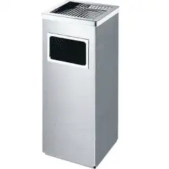 Thùng rác vuông inox có dựng tàn thuốc màu trắng