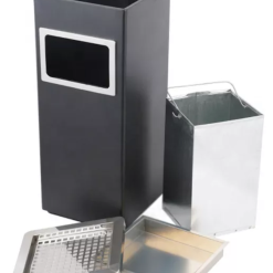 Thùng rác inox gạt tàn A34-B 7 Thùng rác vuông inox có dựng tàn thuốc màu đen