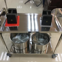 Xe đẩy phục vụ inox 3 tầng trung X1002 3 Xe đẩy phục vụ inox 3 tầng trung X1002