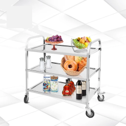 Xe đẩy phục vụ inox 3 tầng trung X1002