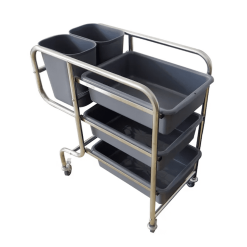 Xe đẩy thu dọn bát đĩa chén bát thức ăn nhà hàng 2 Xe đẩy thu dọn thức ăn D-017