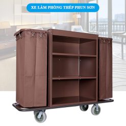 Xe đẩy dọn phòng khách sạn, nhà nghỉ 2 túi vải 4 Xe đẩy dọn dẹp phòng khách sạn 2 túi vải