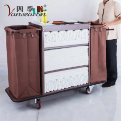 Xe đẩy dọn phòng khách sạn, nhà nghỉ 2 túi vải 3 Xe đẩy dọn dẹp phòng khách sạn 2 túi vải