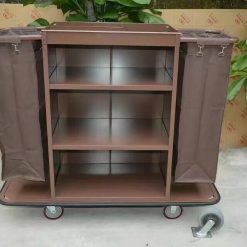 Xe đẩy dọn phòng khách sạn, nhà nghỉ 2 túi vải 2 Xe đẩy dọn dẹp phòng khách sạn 2 túi vải