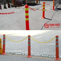 Cọc tiêu hình trụ có dây xích thực tế