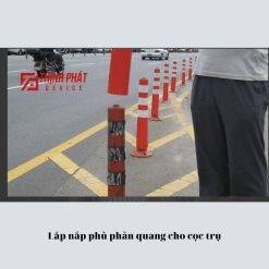 Nắp phủ phản quang cho cọc tiêu giao thông 4 Thi công Nắp phủ phản quang cho cọc trụ