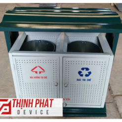 Thùng rác phân loại 2 ngăn có mái che 1 0935 036 288 11