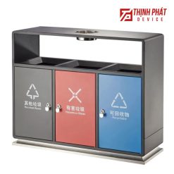 Thùng dựng rác công cộng inox 3 ngăn