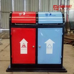 Thùng dựng rác công cộng inox 2 ngăn A1