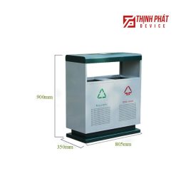 Thùng rác công cộng thep 2 ngăn mái che ảnh 3