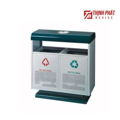 Thùng rác công cộng thep 2 ngăn mái che ảnh 4