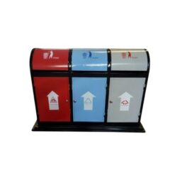 Thùng rác ngoài trời 3 ngăn thép sơn tĩnh điện
