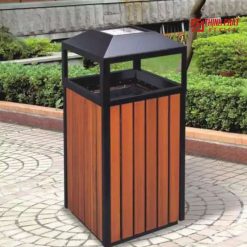 Thùng rác vuông giả gỗ ngoài trời 2 Thùng rác ngoài trời giả gỗ hinh vuông ảnh 2