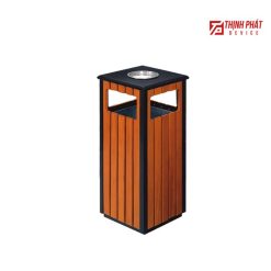 Thùng rác ngoài trời giả gỗ hinh vuông ảnh 4