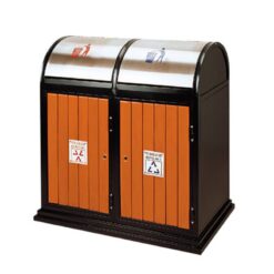 Thùng rác phân loại 2 ngăn nhựa giả gỗ
