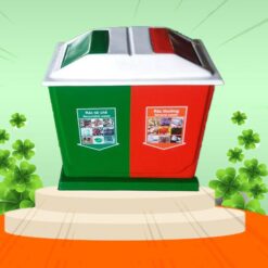 Thùng rác phân loại 2 ngăn nhựa composite màu đỏ xanh