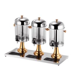 Bình đựng nước trái cây buffet 3 ngăn inox vàng