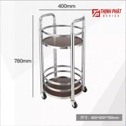 Xe đẩy phục vụ rượu tròn 2 tầng