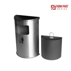Thùng rác inox hình bán nguyệt