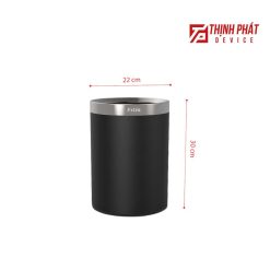 Thùng rác văn phòng 2 lớp viền inox 1 Thùng đựng rác văn phòng 2 lớp viền inox màu đen