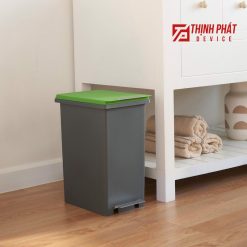 Thùng rác văn phòng chân đạp 20L Fitis màu xanh