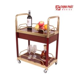 Xe đẩy rượu 2 tầng chữ nhật 2 Xe đẩy phục vụ rượu 2 tầng. chữ nhật