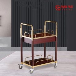 Xe đẩy rượu 2 tầng chữ nhật 1 Xe đẩy phục vụ rượu 2 tầng. chữ nhật