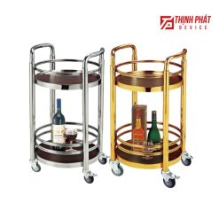 Xe đẩy phục vụ rượu tròn 2 tầng