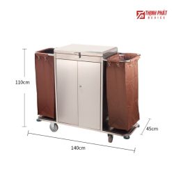 Xe làm buồng khách sạn inox 2 túi