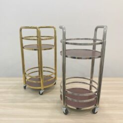 Xe đẩy phục vụ rượu tròn 2 tầng inox trắng 5 Xe phuc vu ruou C 101 11 500x500 2
