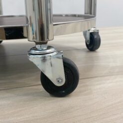 Xe đẩy phục vụ rượu tròn 2 tầng inox trắng 4 Xe phuc vu ruou C 101 8 500x500 1