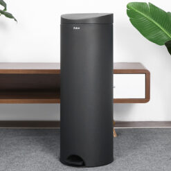 Thùng rác fitis chân đạp tròn cao màu đen 15 lít