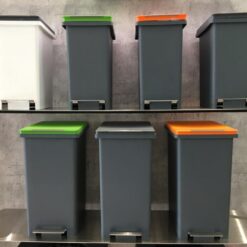 Thùng rác chân đạp 10 lít Fitis xám cam 5 thung rac chan dap fitis nhieu size