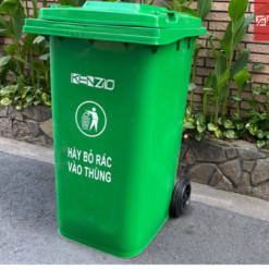 Thùng rác nhựa 360 lít 2 thung rac cong cong 360 lit