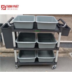 Xe dọn bát đĩa nhà hàng 4 Xe đẩy thu dọn bàn nhà hàng