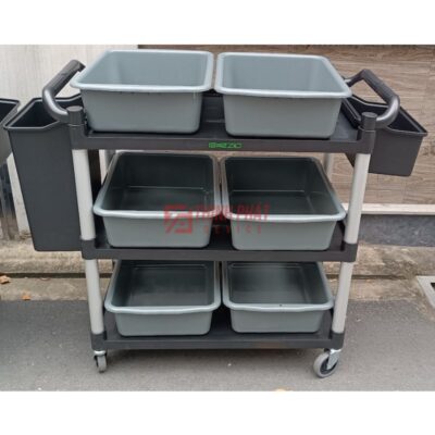 Xe dọn bát đĩa nhà hàng khung ống nhôm đa năng 5 Xe đẩy thu dọn thức ăn đa năng