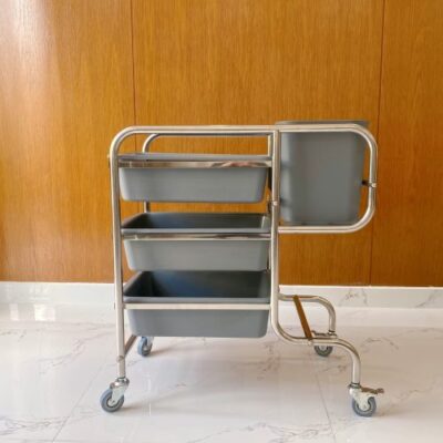 xe dọn bát đĩa nhà hàng khung inox 5 Xe thu don thuc an D 017 2 500x500 1