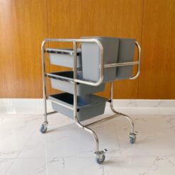 xe dọn bát đĩa nhà hàng khung inox 3 Xe thu don thuc an D 017 3 500x500 1