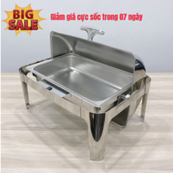 Nồi hâm buffet chữ nhật 1 ngăn nắp inox